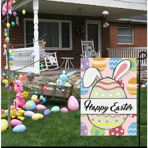 Easter Garden Flag, Garden Decor, 11.8x17.7in, Pink